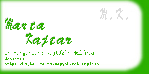 marta kajtar business card